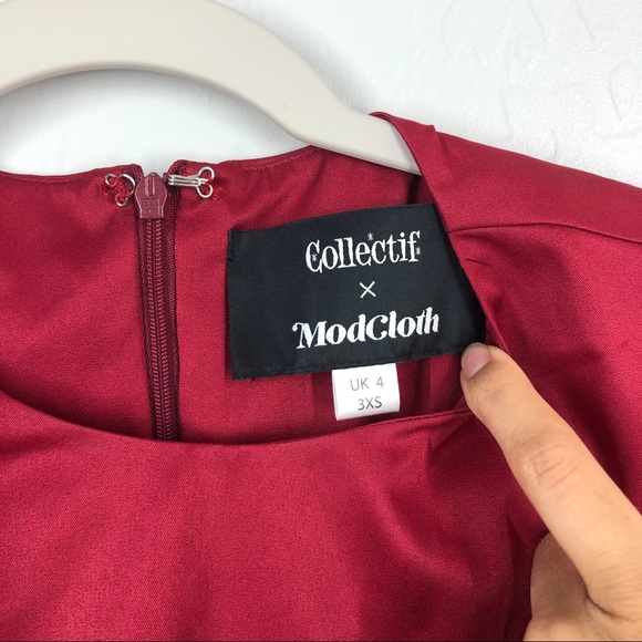 COLLECTIF X MODCLOTH Pinup Peplum Top Burgundy 6 - Picture 6 of 10